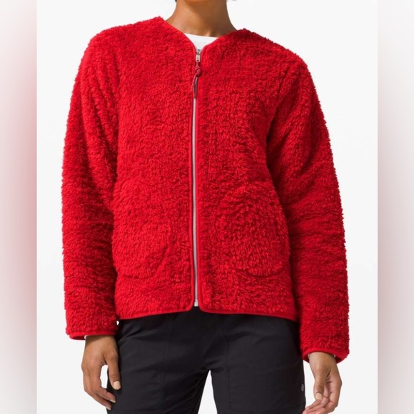 Lululemon Oh So Sherpa Full Zip Dark Red Size 6 - Picture 1 of 7